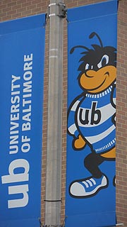 [photo, University of Baltimore flag with 