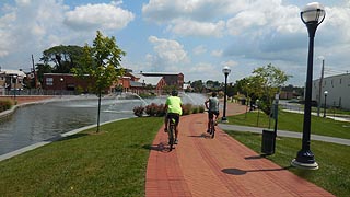 [photo, Bicycle riders, Carroll Creek Park, Frederick, Maryland]